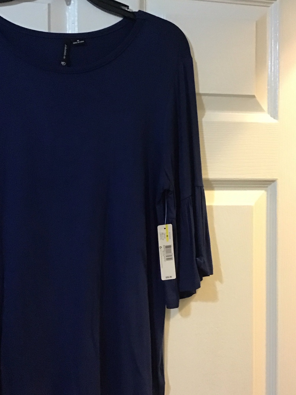 new directions Navy Ruffle Sleeve Tunic Top - Picture 3 of 5